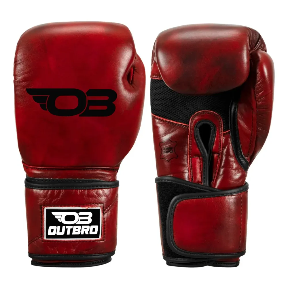 Boxing Blood Red Leather Training Boxing Gloves