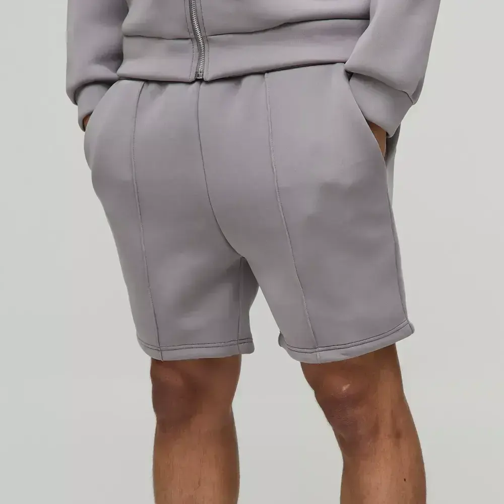 Slim Fit Bonded Scuba Short Length Pintuck Shorts